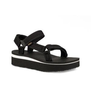 Teva Flatform Universal Mesh Print Black Platform Sandals Womens 8